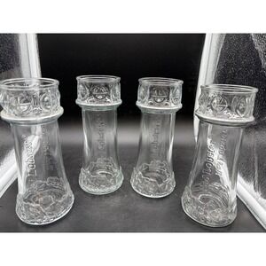 Red Lobster Lighthouse Glasses Set of 4 Clear Embossed Vintage Drinkware Tumbler